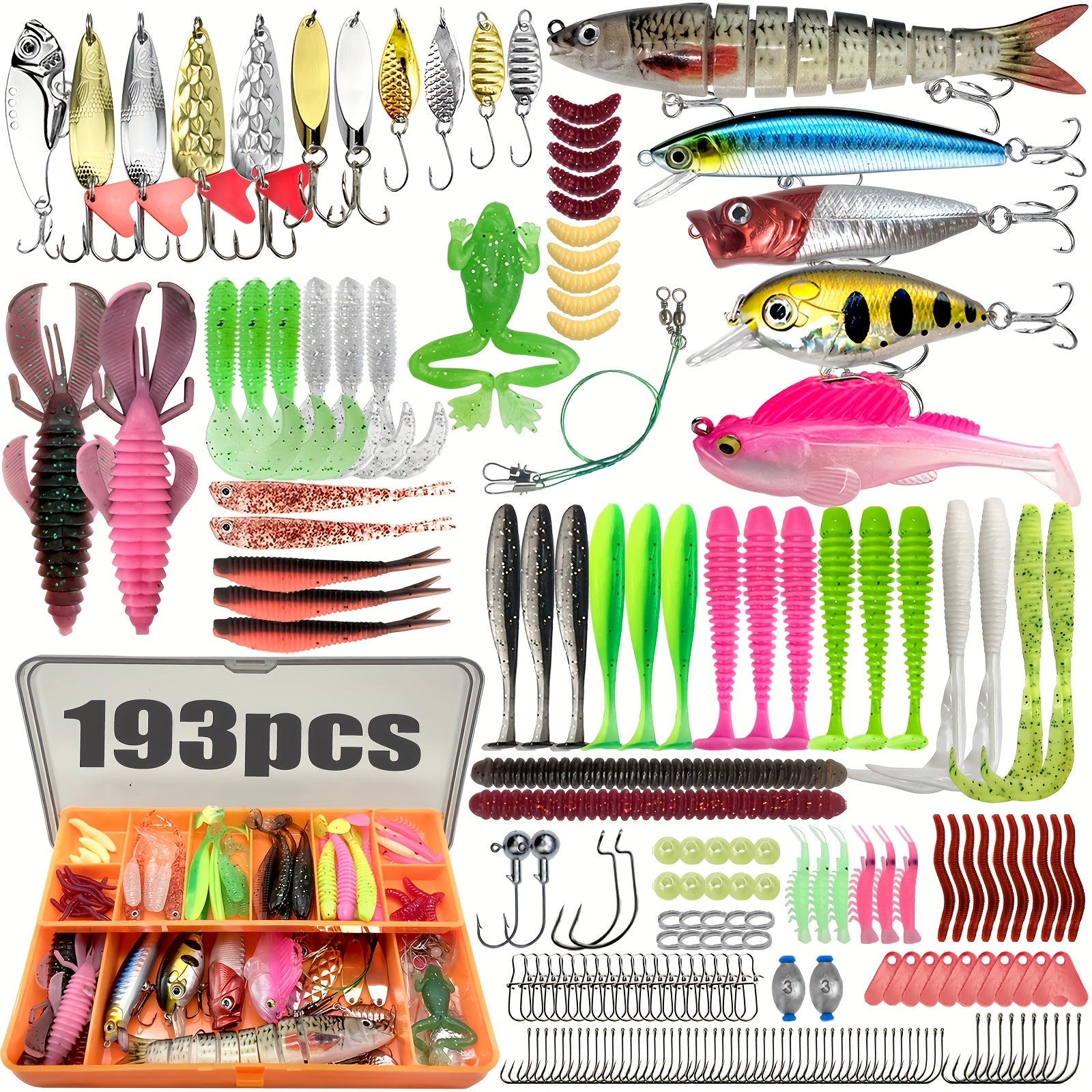 Fishing Tackle Set Complete Kit 83–409 Pcs with Spinnerbaits Crankbaits Jig Heads Sinkers & Hooks – Freshwater Fishing Lure Assortment with Carry Case – Ultimate Starter Kit for Bass Trout Fishing