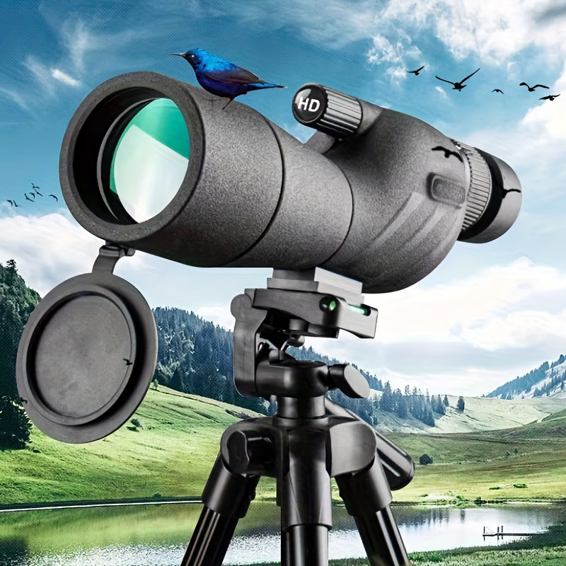 POKEPIC Hd25-75X60 1-Pack Portable Spotting Scope with Tripod And Phone Adapter, High Magnification Angled Eyepiece Monocular Telescope for Shooting, Bird Watching Wildlife Viewing, Compact Binoculars for Outdoor Travel, Camping