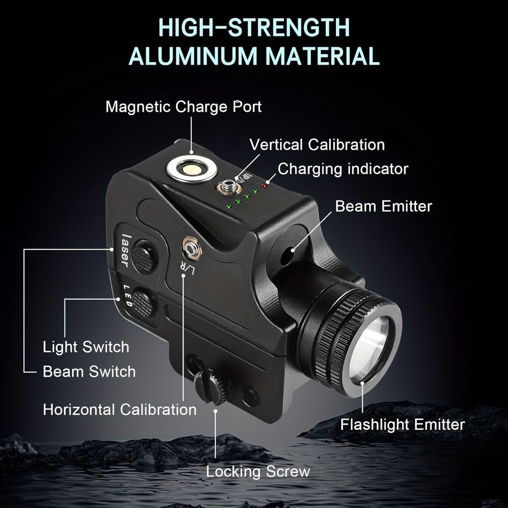 Tactical Green Laser Sight with LED Flashlight Combo USB Rechargeable Ambidextrous for 20mm Picatinny Rail Air Pistol Handgun Shotgun Rifle