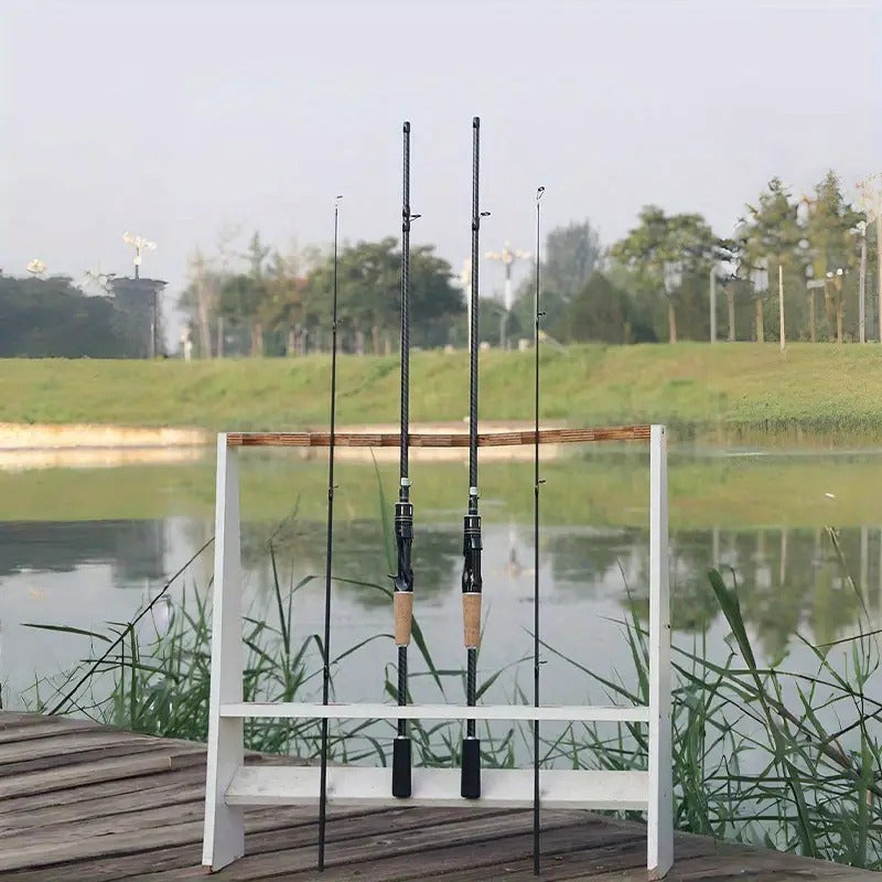 Carbon Fiber Lure Fishing Rod 180cm (70.86") – Lightweight M-Power Two-Section Spinning Rod with Wooden Handle, Universal Freshwater & Saltwater Casting Rod for Bass Trout