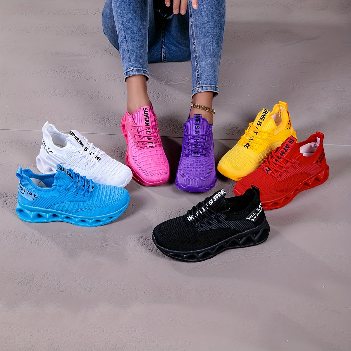 Women's Breathable Running Sneakers Non-Slip Blade Sole – Lightweight Cushioned Gym Walking Work Outdoor Training Shoes for Women US Size 6.5-12.5 – 7 Colors