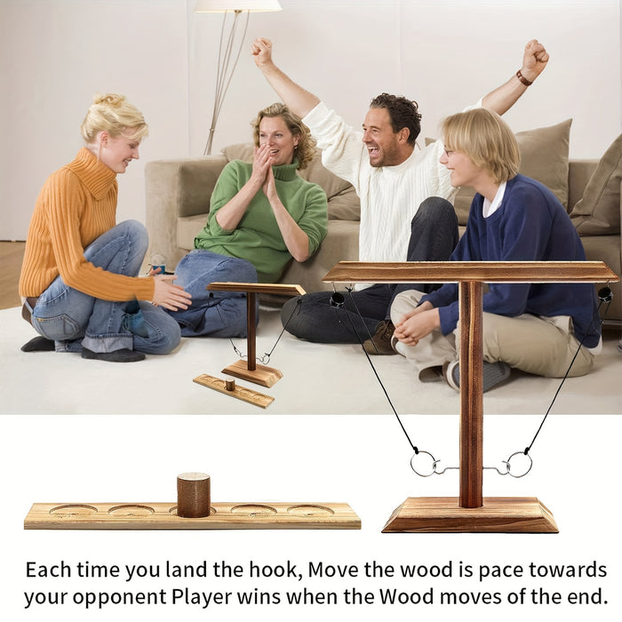 Wooden Ring Toss Game Hook and Ring Game - Indoor Outdoor Party Game for Family Gatherings Bar Backyard Camping, Easy Assembly Natural Wood Design, Fun Holiday Gift for Adults Kids
