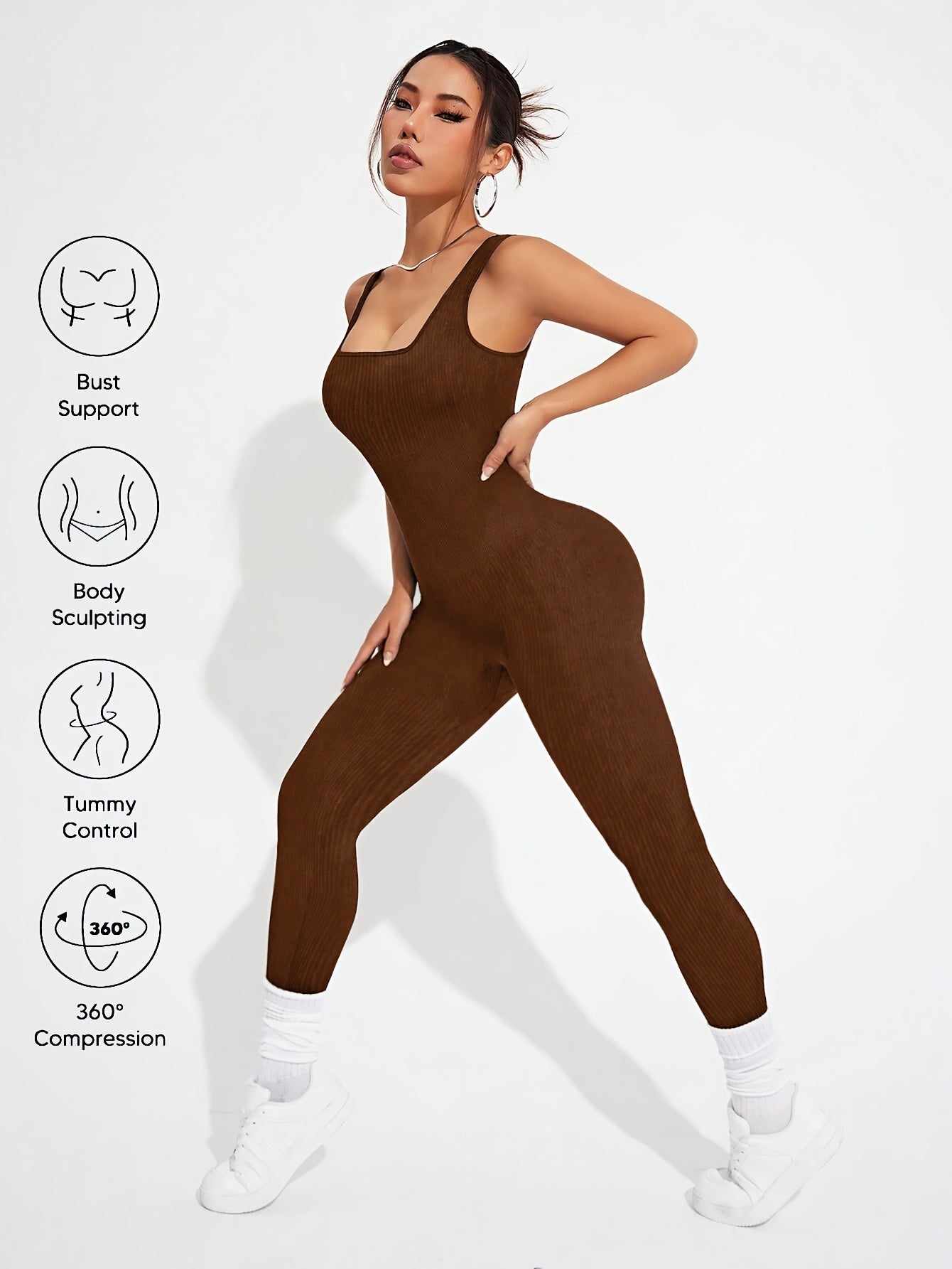 Women's Sleeveless Jumpsuit Yoga Pilates Running Fitness Activewear – 90% Nylon Stretch Fabric, Square Collar, S-XL, Multiple Colors