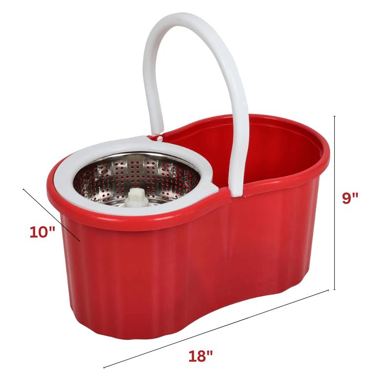 360° Spin Mop and Bucket Set with Wringer - Stainless Steel Handle, Microfiber Refills, Spinning Floor Cleaning System for Hardwood, Tile & Laminate