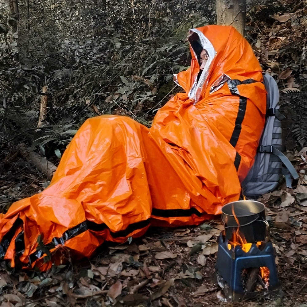 Emergency Sleeping Bag 4-Piece Survival Kit - 2 Mylar Thermal Sleeping Bags + 2 Whistles Lightweight Portable Shelter for Camping, Hiking, Backpacking & Emergency Preparedness