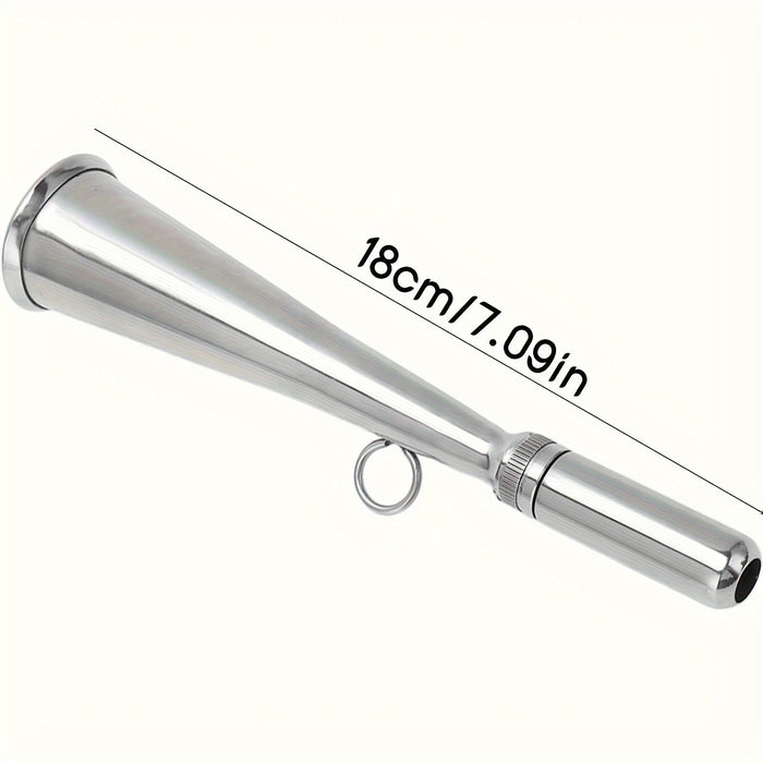 Stainless Steel Marine Fog Horn - Handheld Air Horn Loud Signal Whistle with Removable Mouthpiece - Emergency Boat Horn for Kayak Yacht Sailboat - Boating Safety Accessory for Water Sports