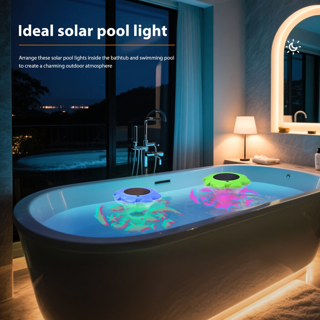 Solar Floating Pool Lights IP68 Waterproof with Multiple Dynamic Modes, Underwater LED Light for Swimming Pool Pond Fish Tank Bathtub, Colorful Solar Powered Pool Decoration for Party Ambiance