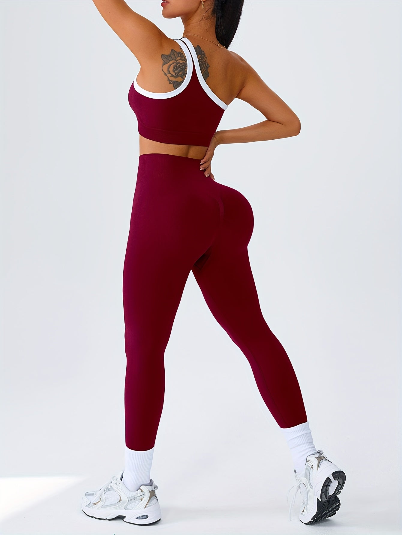 High-Waisted Butt-Lifting Leggings & Sports Bra Set for Women 2-Piece Stretchy Yoga Workout Outfit Solid Color Running Activewear with Camisole Top XS-XL