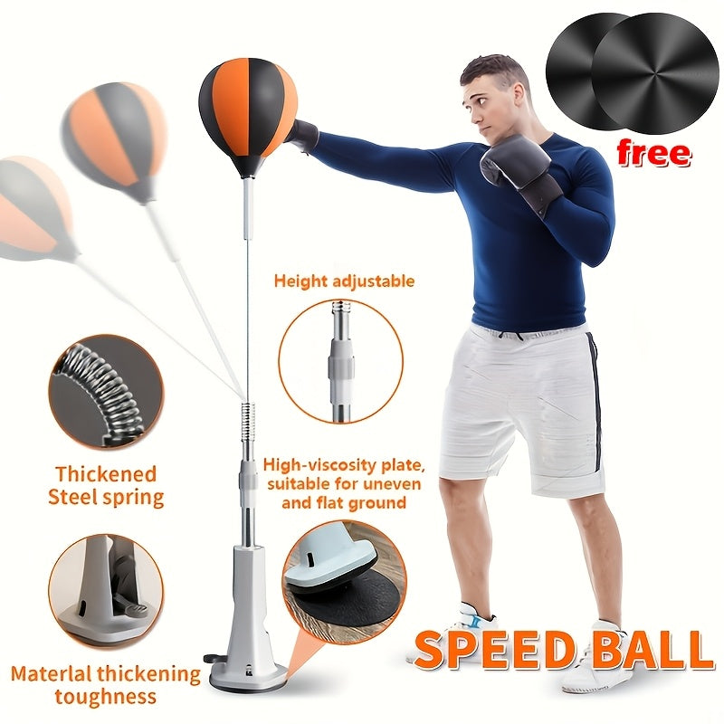 Boxing Reflex Ball Speed Bag Training Set – Reaction Speed Trainer for Adults Teens Seniors – Adjustable Standing Punching Ball with Floor Anchors for Home Gym Fitness Workout