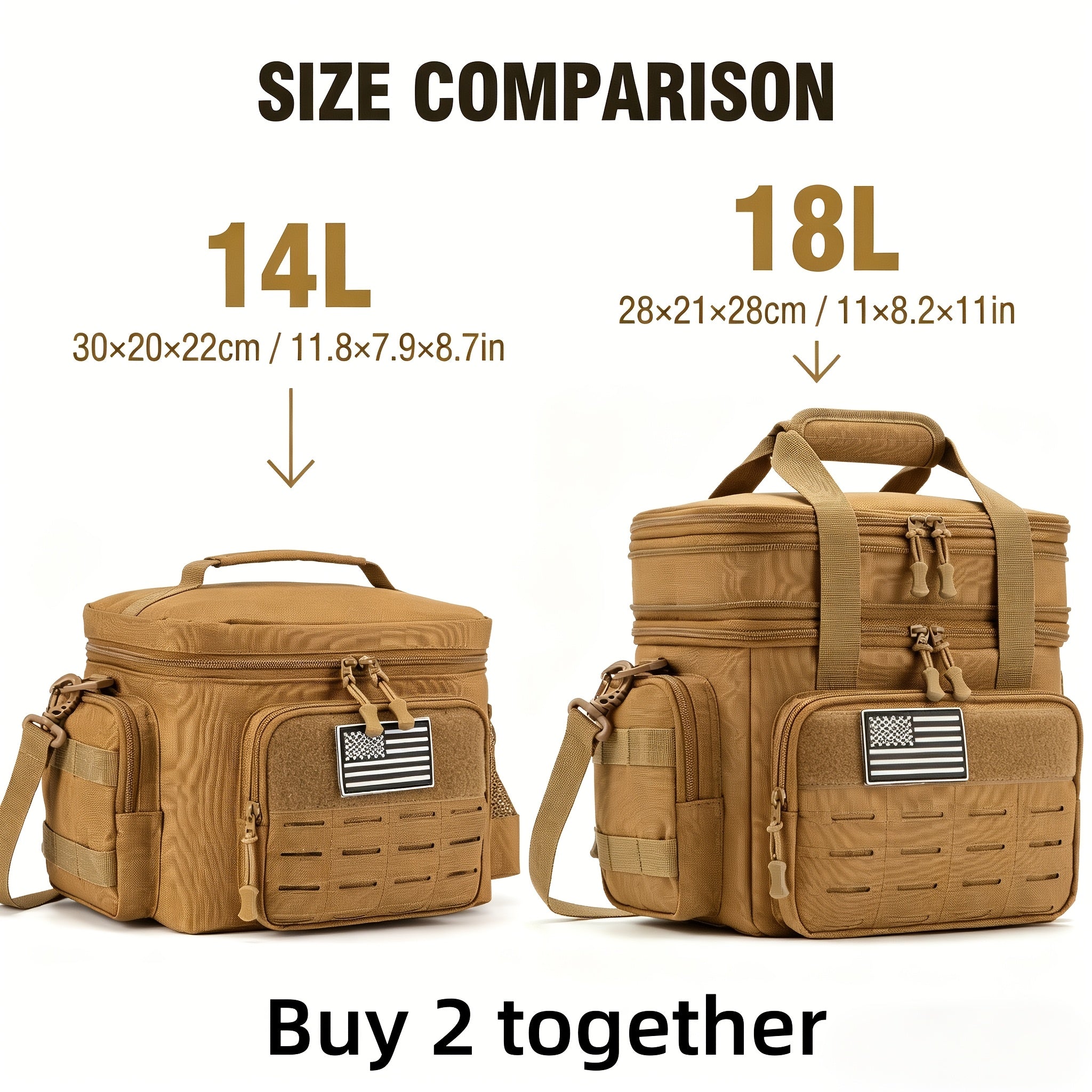 Tactical Insulated Lunch Bag for Men Women with MOLLE Webbing – Large Leakproof Cooler Bag 18L / 3.7gal Expandable Double Compartment Meal Prep Bag for Work Camping Hiking Picnic