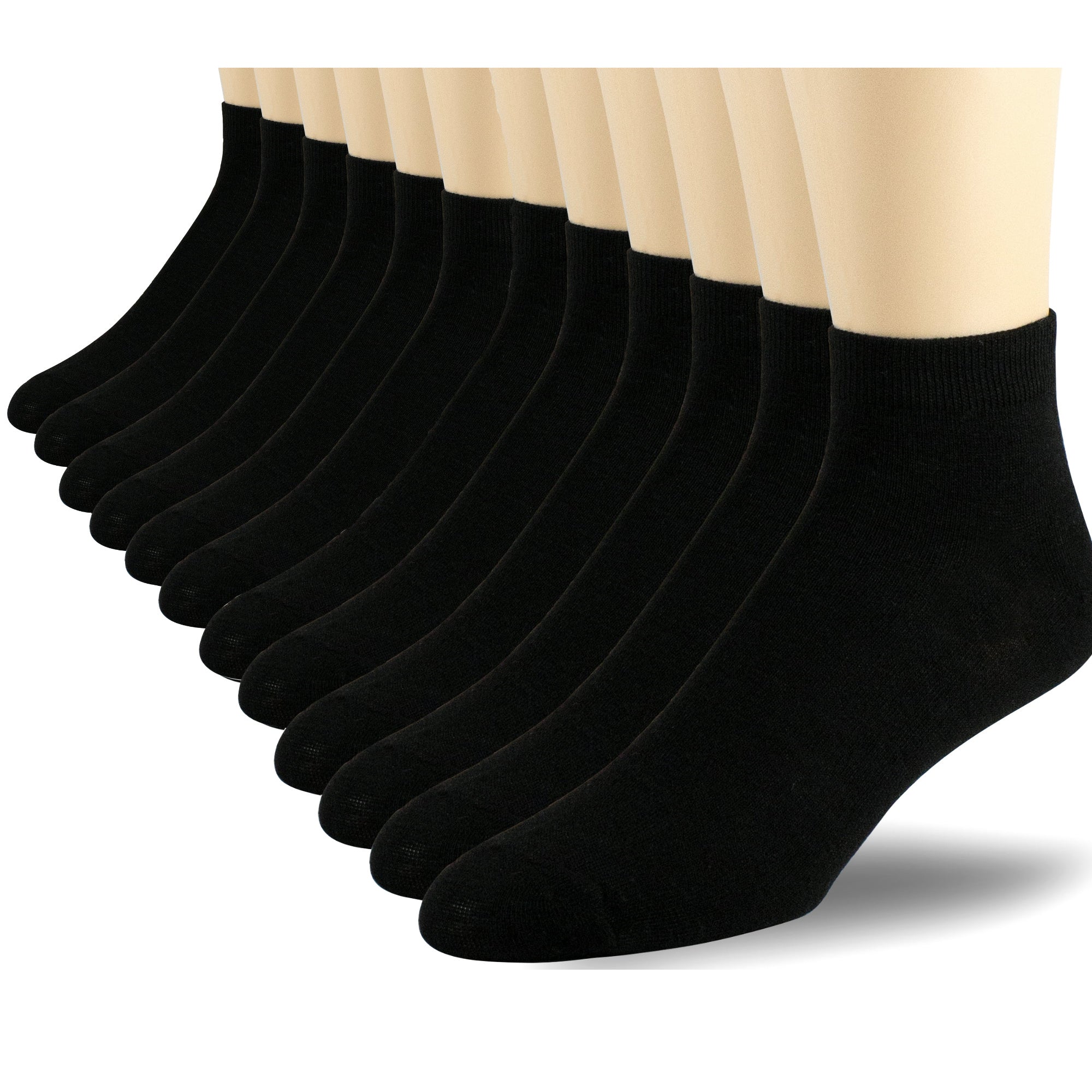 Athletic Cotton Ankle Socks 12-Pack for Men Women – Low Cut Breathable Moisture-Wicking Running Sport Socks, Reinforced Heel & Toe, White Black Mixed, Sizes 9-11 & 10-13