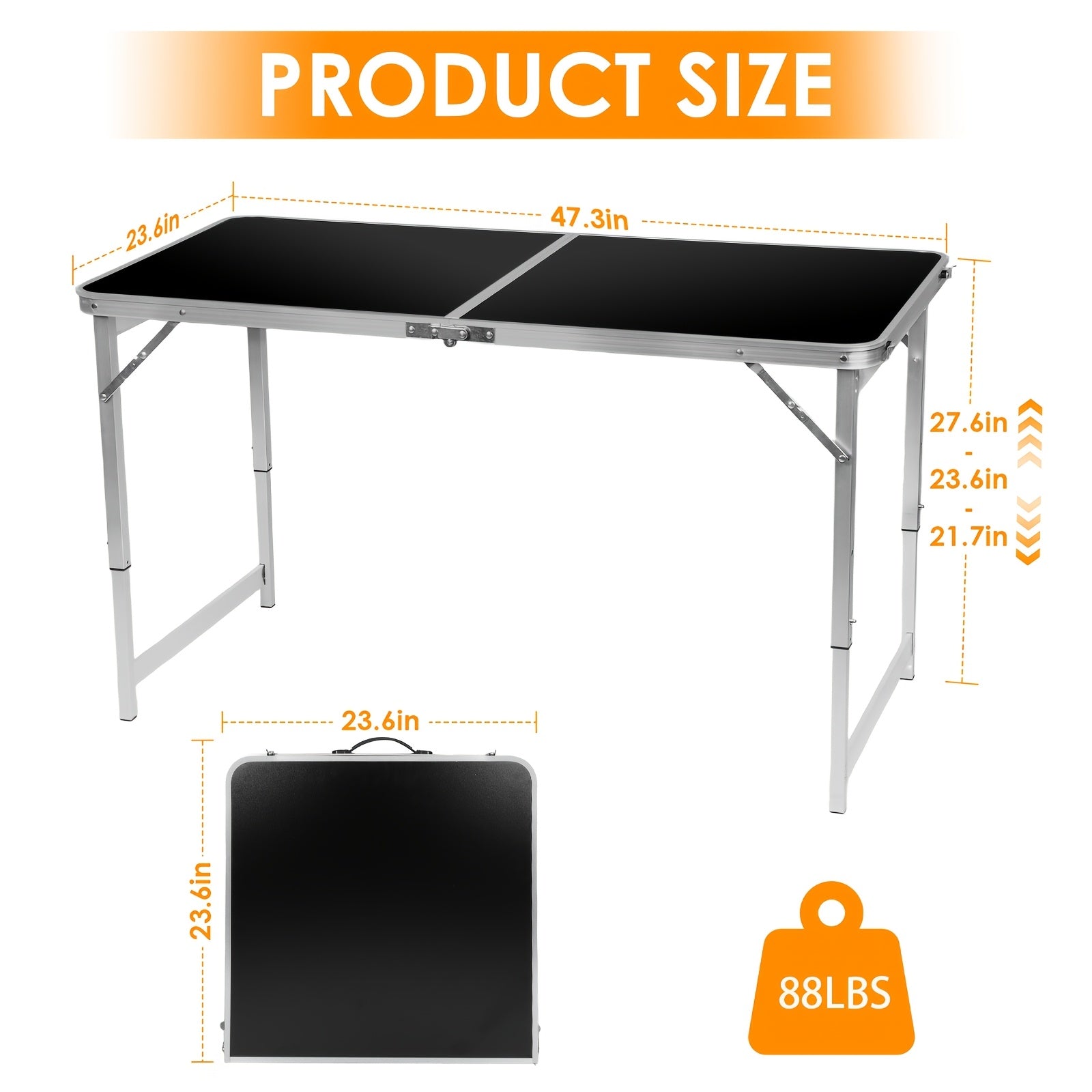 Folding Table 4ft & 6ft with Locking Mechanism – Heavy-Duty Lightweight Portable Outdoor Table for Camping, RV, Dining, Parties & Outdoor Events | White & Black