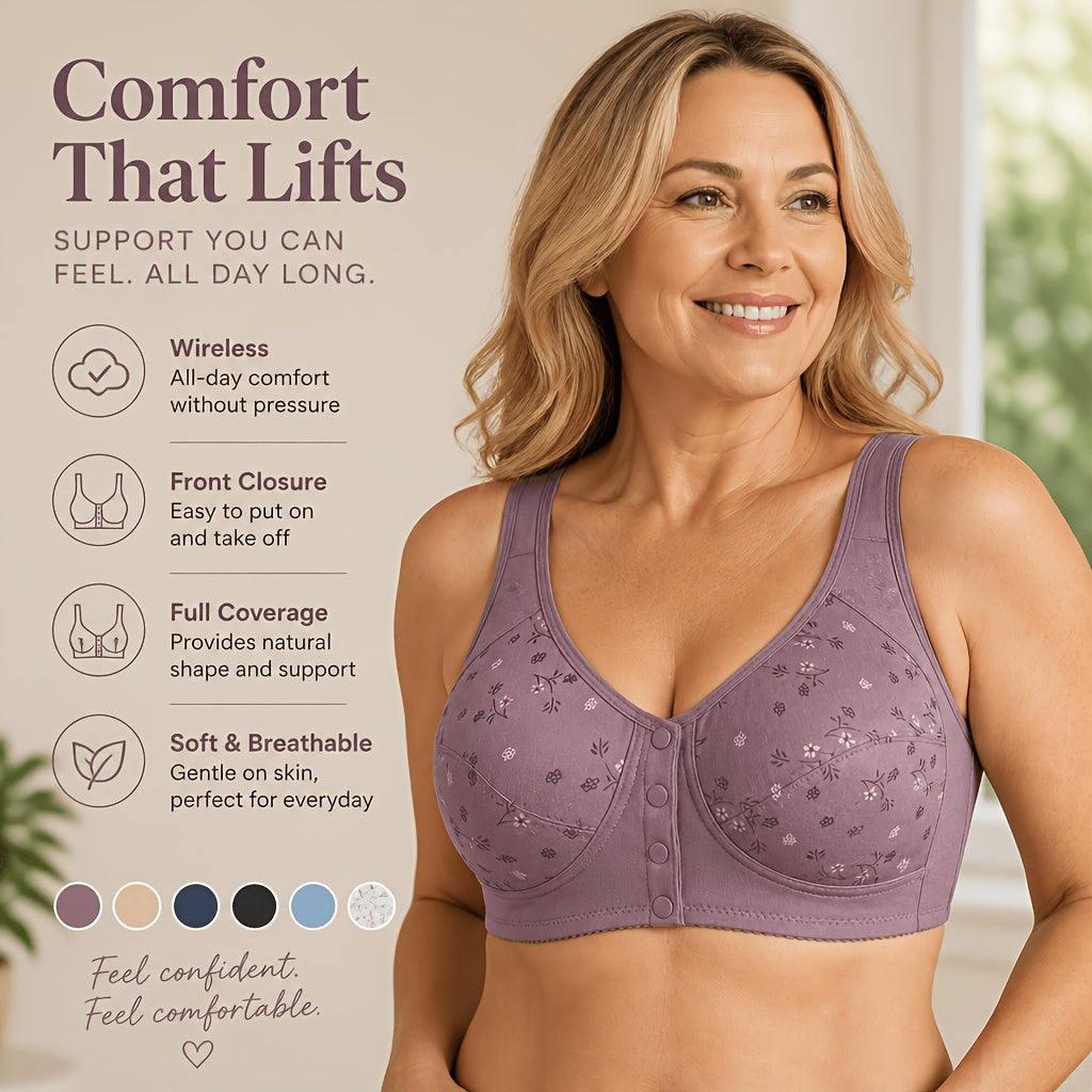7-Pack Seamless Wireless Bra Set for Women – Front Button Soft No Underwire Breathable Bras for Daily Yoga Travel Mixed Color Green Mixed S-XXL