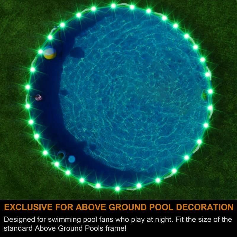 Solar Pool Lights Waterproof LED Rope Lights for Swimming Pool - Auto Brighten at Night - Submersible Garden Decorative String Lights - Holiday Ambient Outdoor Lighting Warm White Cool White Multicolor