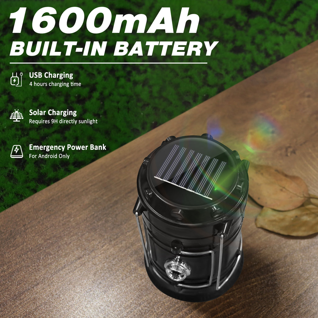 4-Pack Solar Camping Lantern LED Collapsible Rechargeable Flashlight – IPX4 Waterproof Emergency Hanging Light for Camping, Hurricane, Power Outage & Survival Kit, Indoor Outdoor