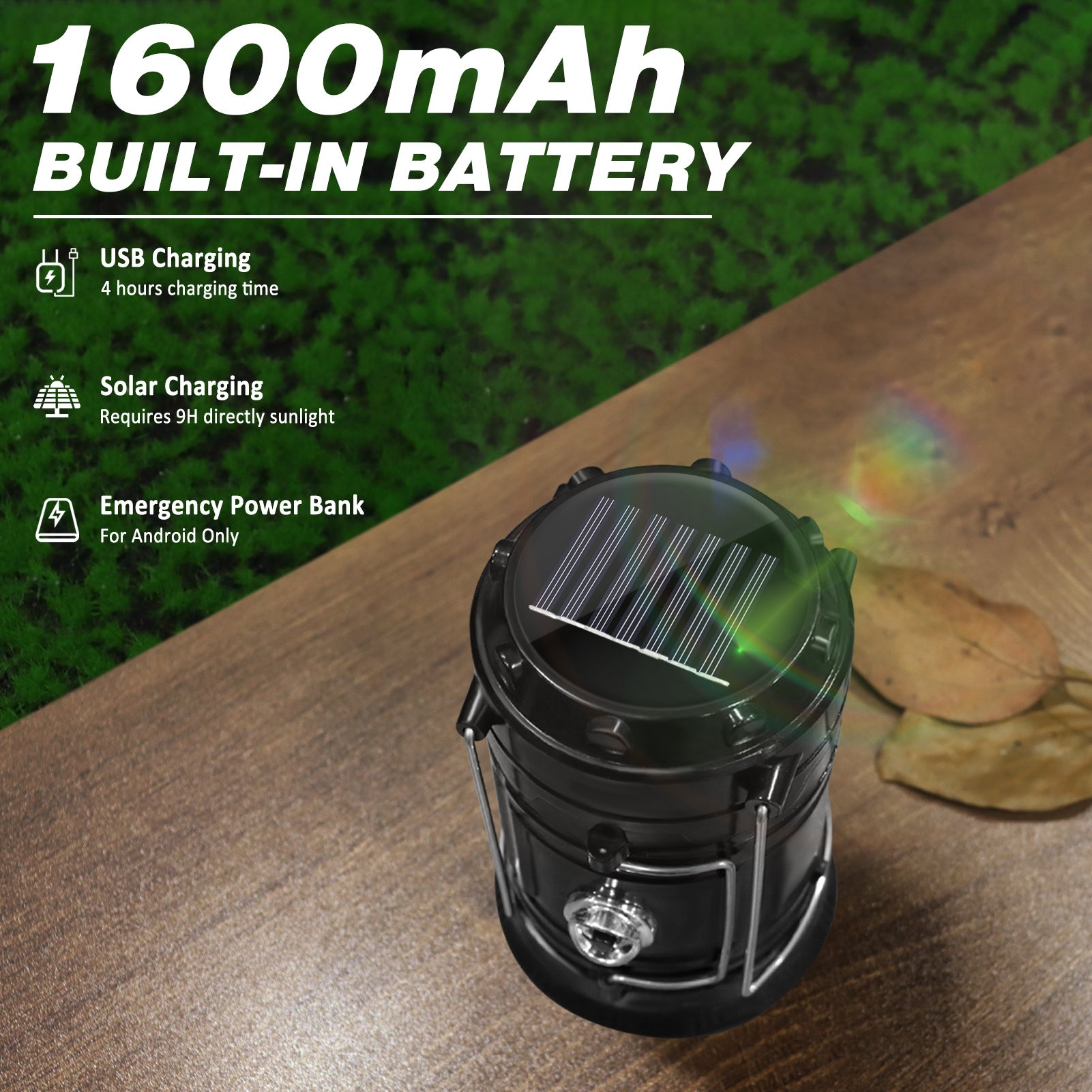 4-Pack Solar Camping Lantern LED Collapsible Rechargeable Flashlight – IPX4 Waterproof Emergency Hanging Light for Camping, Hurricane, Power Outage & Survival Kit, Indoor Outdoor