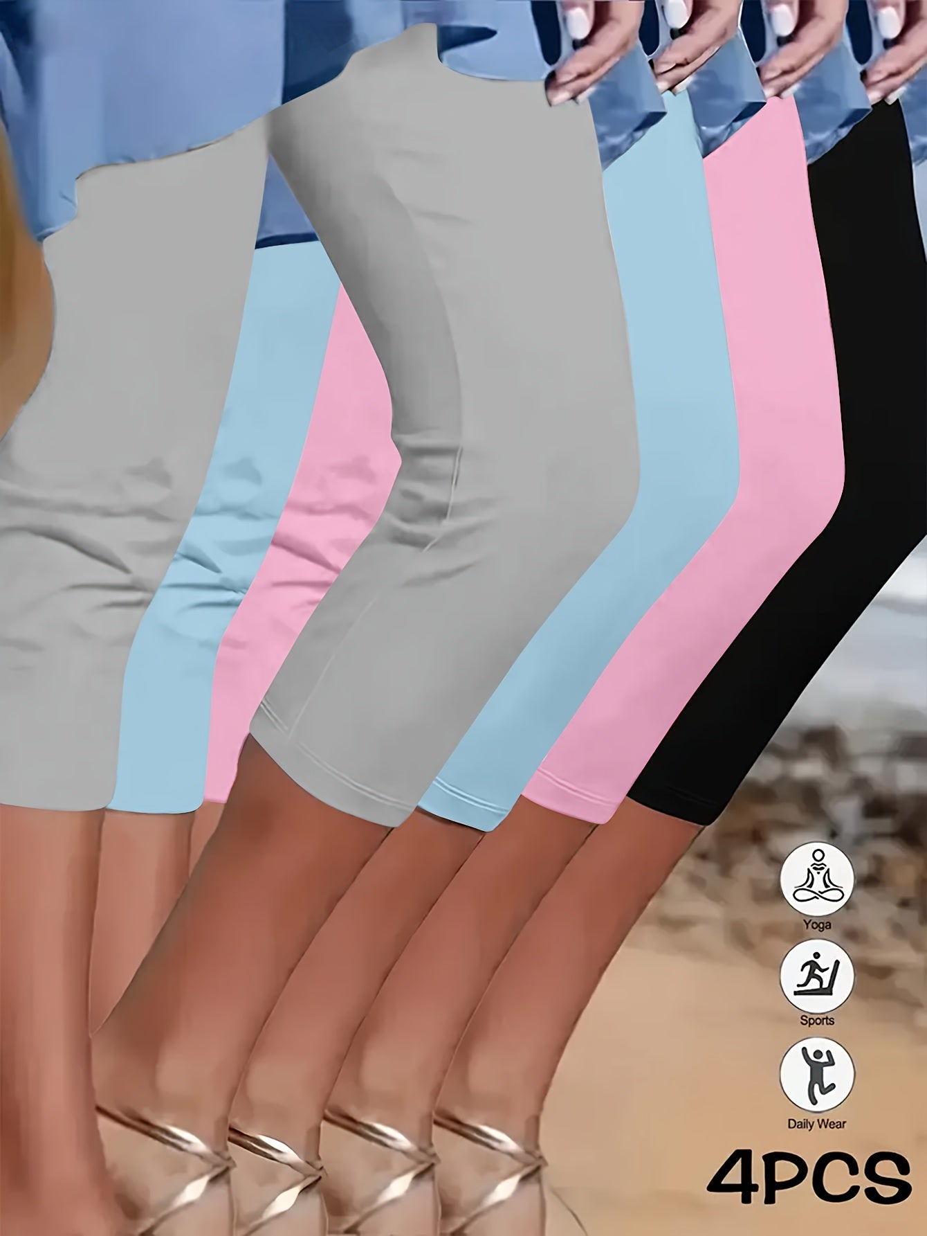 High Waist Capri Yoga Leggings for Women 4 Pack – Compression Workout Pants Multicolor S-XXL for Fitness Running Gym Pilates Daily Wear