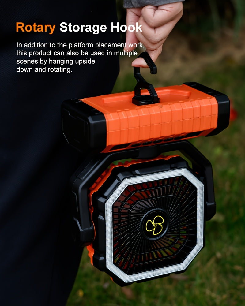 20000mAh Portable Camping Fan with LED Light USB Rechargeable – Battery Powered Tent Fan for Outdoor Hiking Fishing Travel