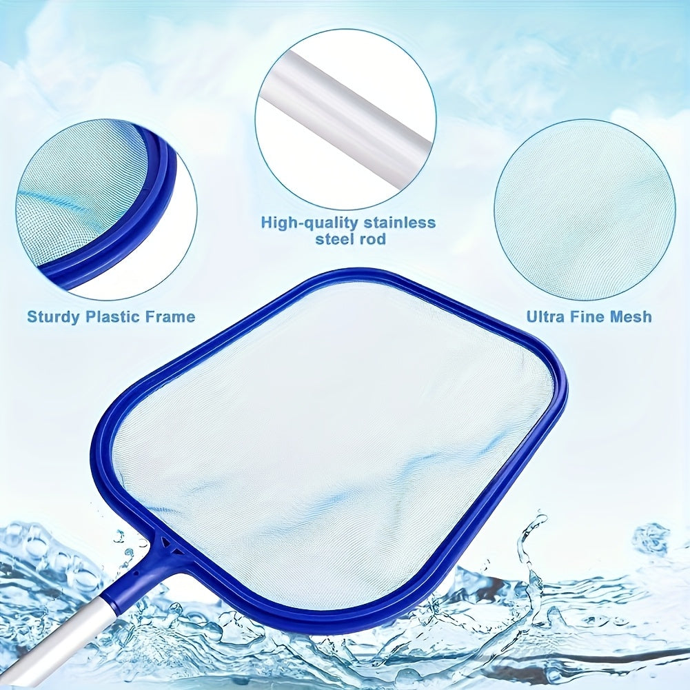 Pool Cleaning Tool Set 3-Piece with Aluminum Pole Skimmers & Pool Brush for Above Ground In-Ground Pools Hot Tubs Spas Garden Ponds