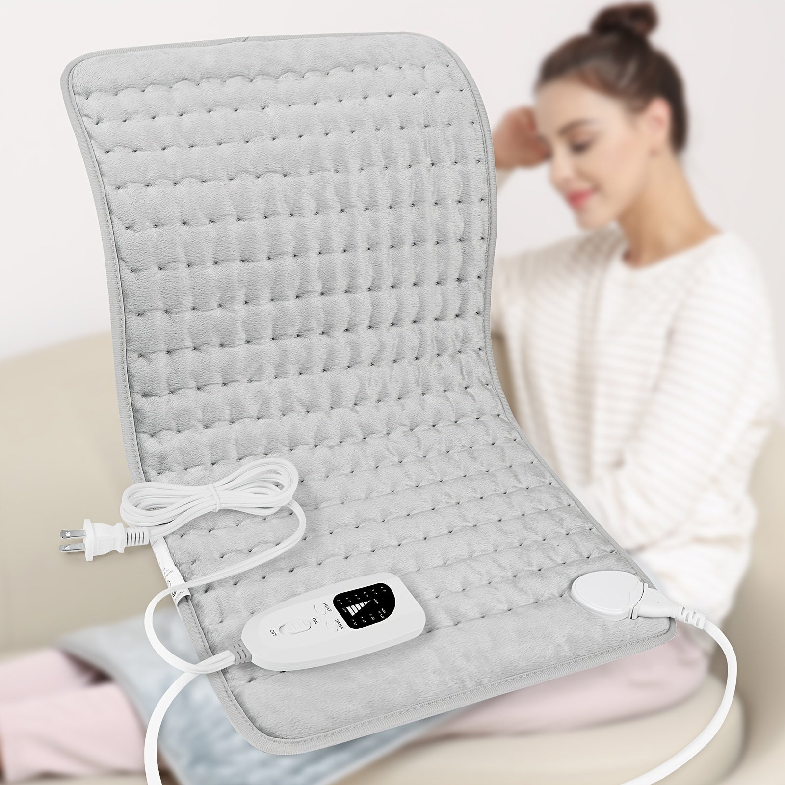 Heating Pad for Back Neck Shoulders 24x12 – Wet & Dry Heat, 6 Levels to 140°F, 4 Timer Settings, Auto Shut-Off, Machine Washable | Soft Flannel Pad for Abdomen, Knee & Leg Pain Relief, Christmas Gift