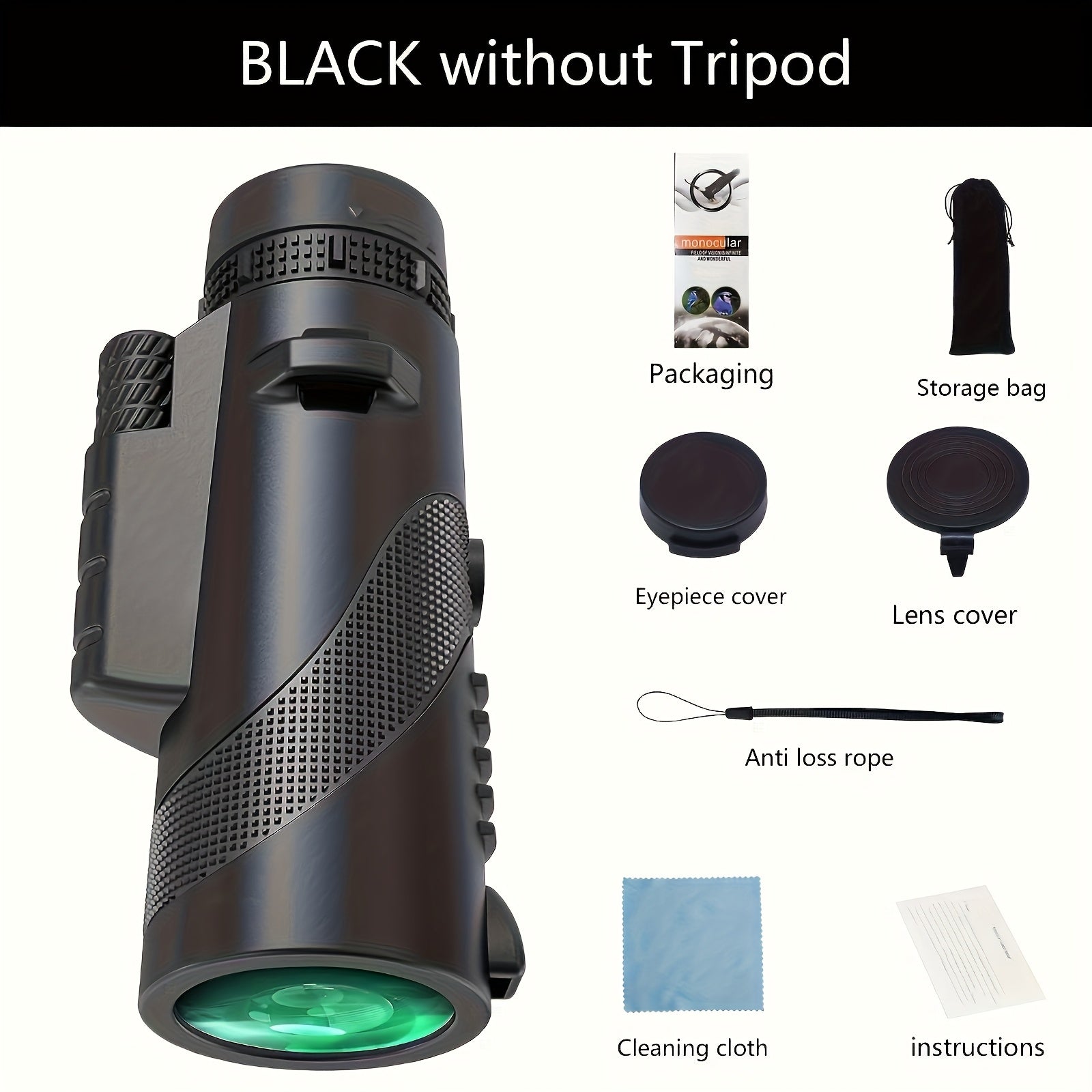 10x42 Monocular Telescope with Phone Adapter & Tripod HD FMC Lens Compact Portable Scope for Bird Watching Wildlife Hiking Camping Concerts Sports