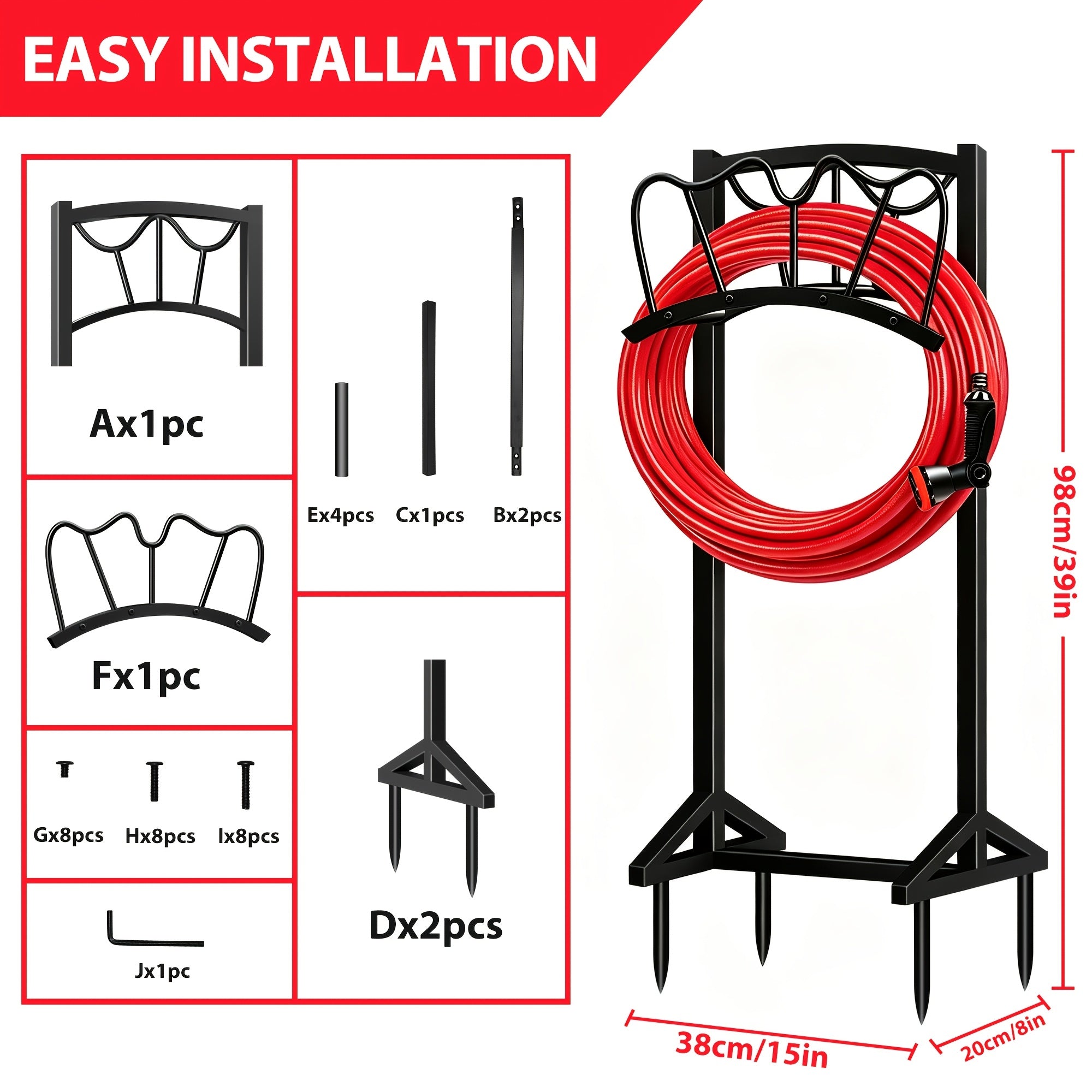 Garden Hose Holder Freestanding – Heavy-Duty Metal Hose Rack with Ground Spikes, Rust-Resistant, Detachable Organizer for Outdoor Lawn, Patio & Garden Beds | Multiple Styles