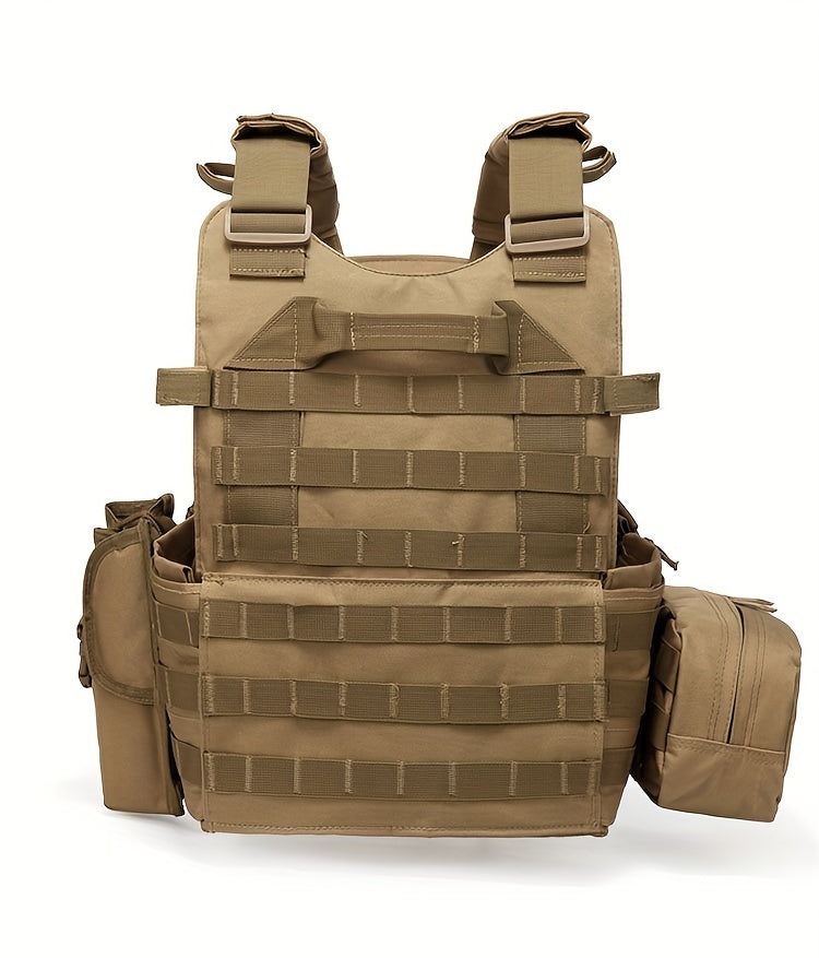 Tactical MOLLE Vest 6094 Multi-Functional Plate Carrier for Men - Outdoor Combat Training CS Airsoft Paintball Hunting Vest - Adjustable Military Green Black Army Green Brown Mud Color