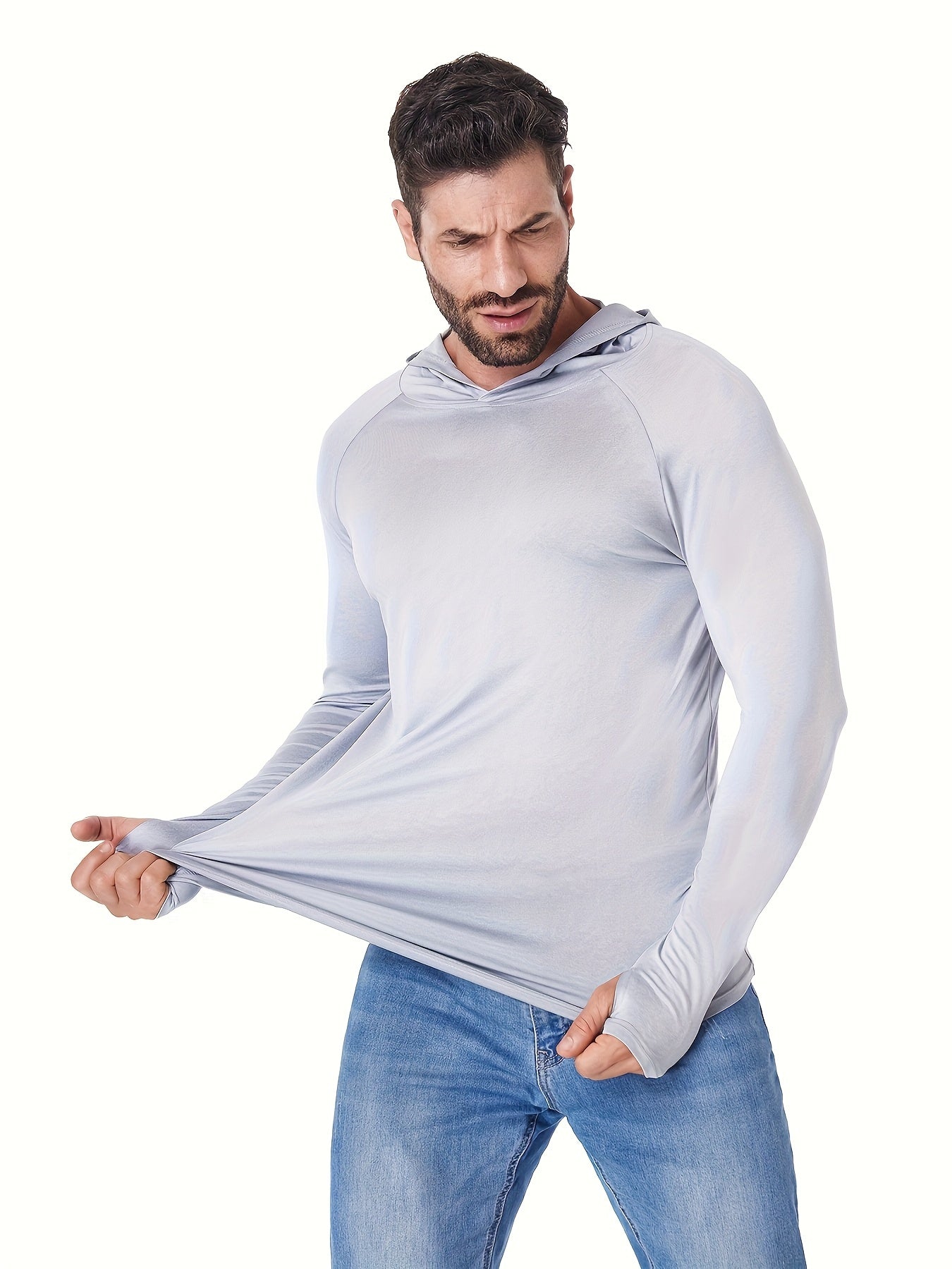 UPF 50+ Rash Guard Long Sleeve Shirts 10-Pack Men Quick-Dry Thumb Holes Sun Protection Lightweight for Fishing Running Hiking Surfing Kayaking S M L XL XXL