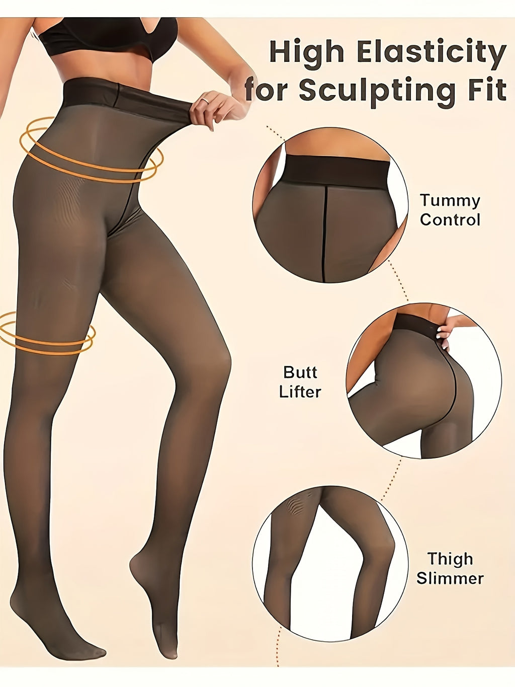 Fleece Lined Tights Women 2 Pack – Winter Warm Pantyhose, High Waist, Soft Stretch Leggings for Sports & Everyday Wear | Black, Tawny, Coffee, Rust | S–XXL