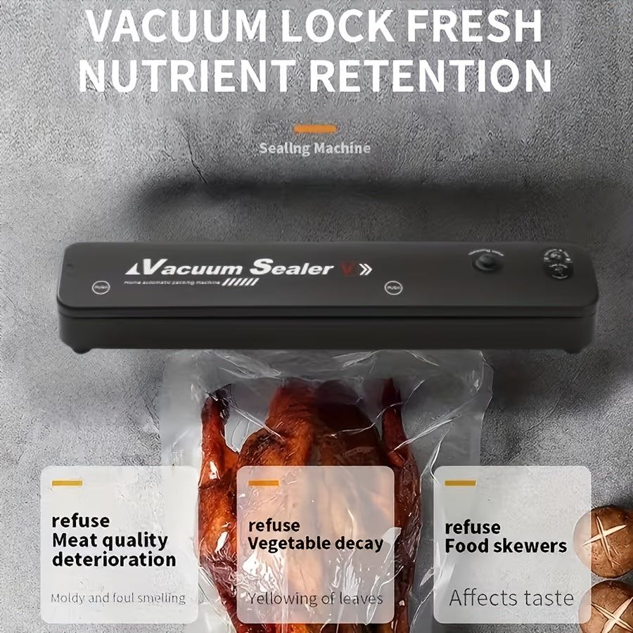 Vacuum Sealing Machine Set with 55 Bags - Automatic Food Vacuum Sealer for Food Preservation, Storage & Sous Vide Low-Temperature Cooking | Black or White