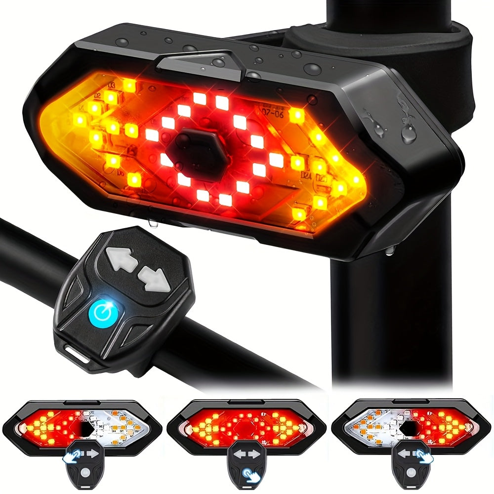 Bike Tail Light with Turn Signals & Wireless Remote – USB Rechargeable 120 Lumen LED Rear Safety Light for Road Mountain Cycling Adults Kids Men Women
