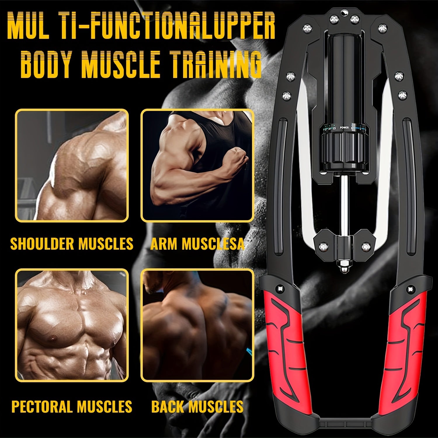 Hydraulic Arm Trainer 22-440 lbs 20-Level Resistance Home Gym Upper Body Strength Machine Chest Shoulder Back Bicep Foldable Carbon Steel Non-Slip