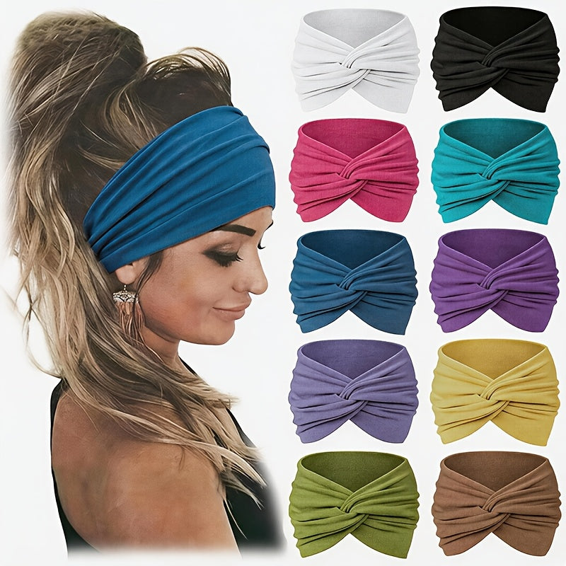 Bohemian Hair Ties 10 Pack for Women, Non-Slip Elastic Headbands for Running Yoga Sports Makeup, Breathable Comfortable Scrunchies, Holiday Birthday Gift Set