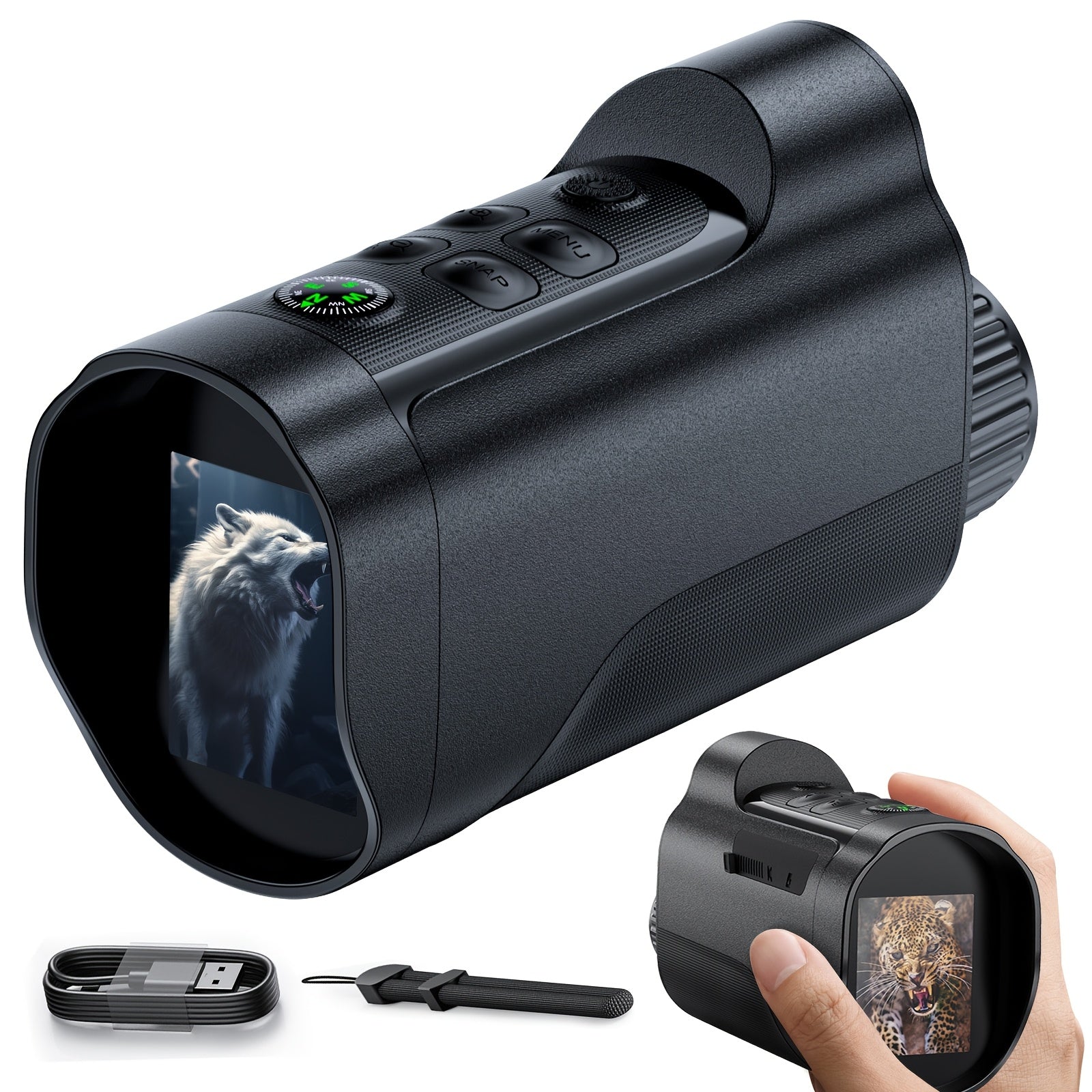 Night Vision Goggles 1080P Monocular 5W Infrared 10x Digital Zoom 2600ft Range 2700mAh Battery 2 inch HD Display for Hunting Camping Wildlife