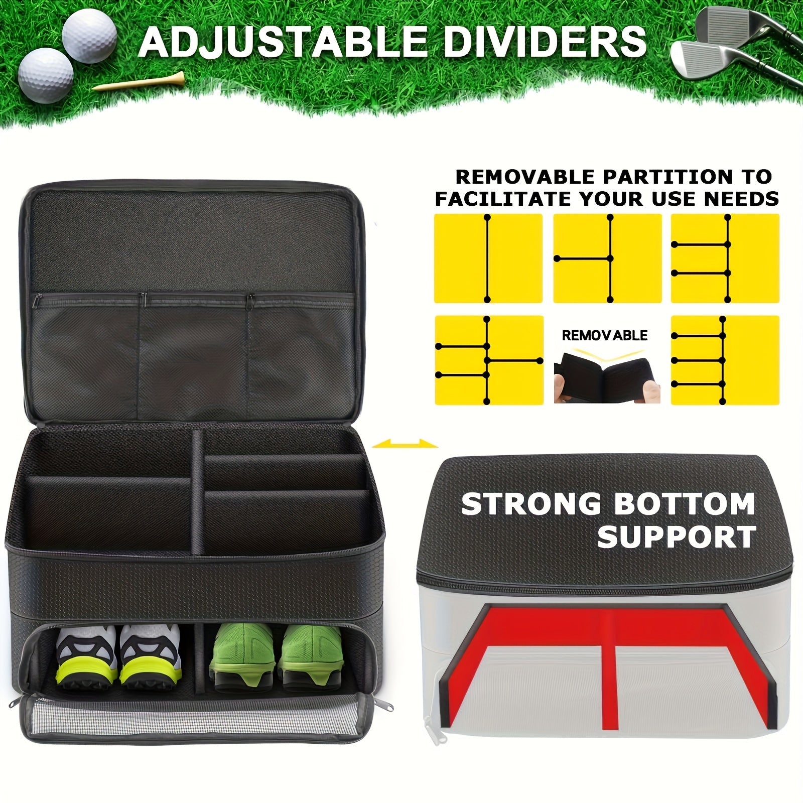 Golf Ball Bag Oxford Fabric Storage Pouch - Portable Golf Ball Carrier with Zipper for Men Women Golfers, Holds 12+ Balls, Lightweight Golf Accessories Organizer for Course, Cart & Range