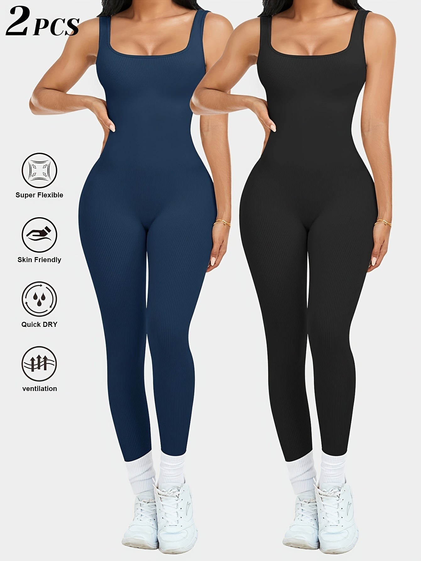 Women's Sleeveless Jumpsuit Yoga Pilates Running Fitness Activewear – 90% Nylon Stretch Fabric, Square Collar, S-XL, Multiple Colors