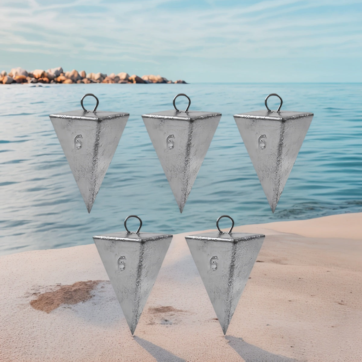 Pyramid Fishing Sinkers 1oz-10oz Multi-Pack Saltwater Freshwater Surf Bottom Fishing Weights for Bass Pompano Drum Croaker Sand-Perch Tackle Accessories