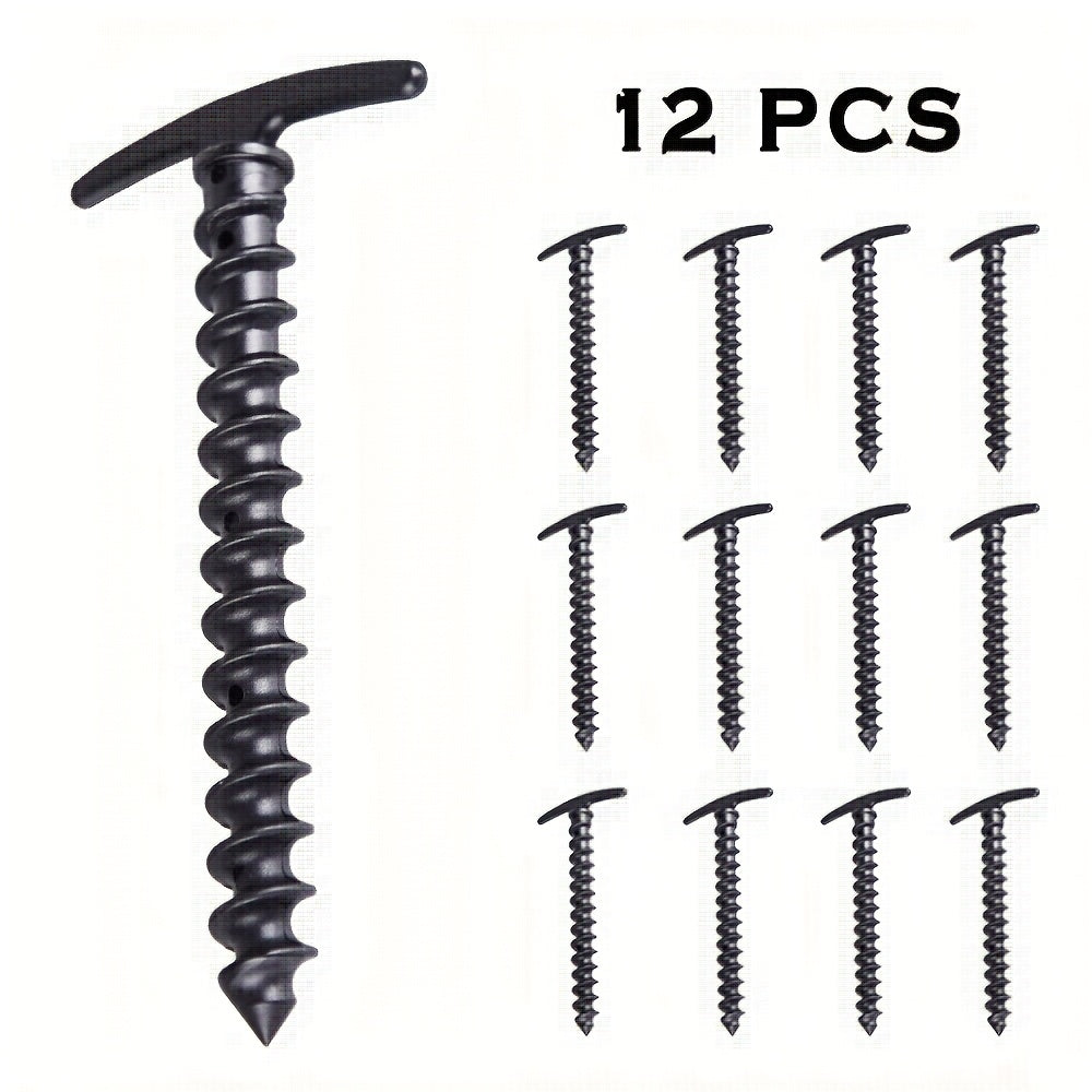 Camping Tent Stakes 12-Pack High Strength Lightweight Wind-Proof Rotating Ground Nails for Tent Tarp Camping Hiking Mountaineering Fishing Outdoor Activities