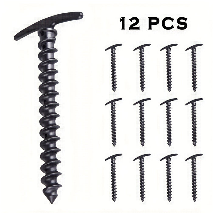 Camping Tent Stakes 12-Pack High Strength Lightweight Wind-Proof Rotating Ground Nails for Tent Tarp Camping Hiking Mountaineering Fishing Outdoor Activities