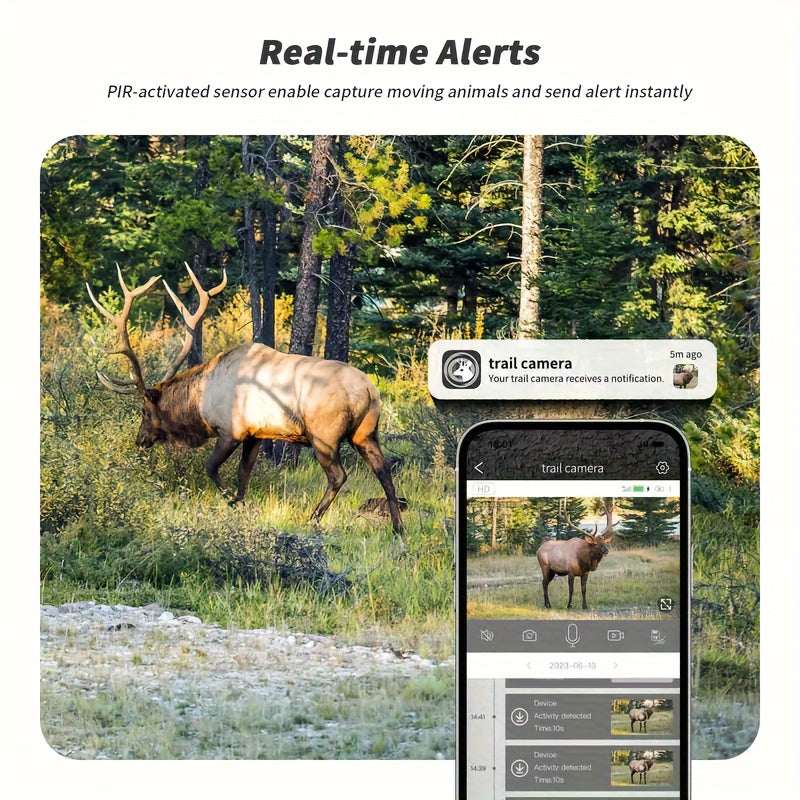 4G Trail Camera Wireless Outdoor – 2K 1440p Solar Security Camera, No-Glow Night Vision 75ft, 0.2s Trigger, Built-In SIM, No WiFi Needed | 1, 2 & 4-Pack Options