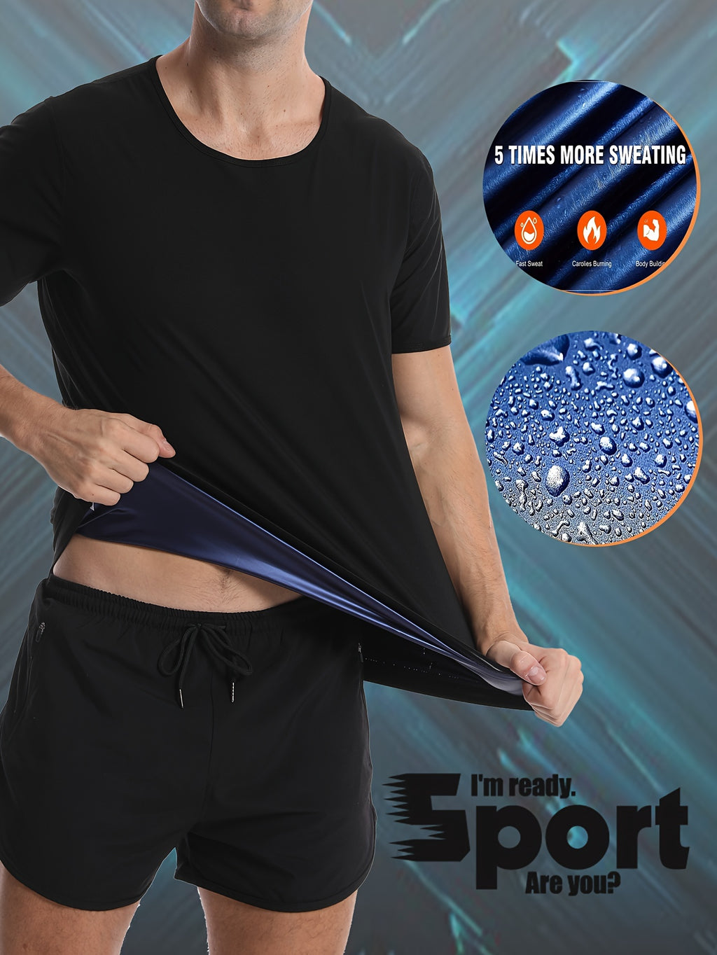 Men's Compression Shaping Short Sleeve Sauna Sweat Shirt – Tight Fit Workout T-Shirt for Gym, Running, Yoga & Training | 90% Polyester 10% Elastane | S–XXL