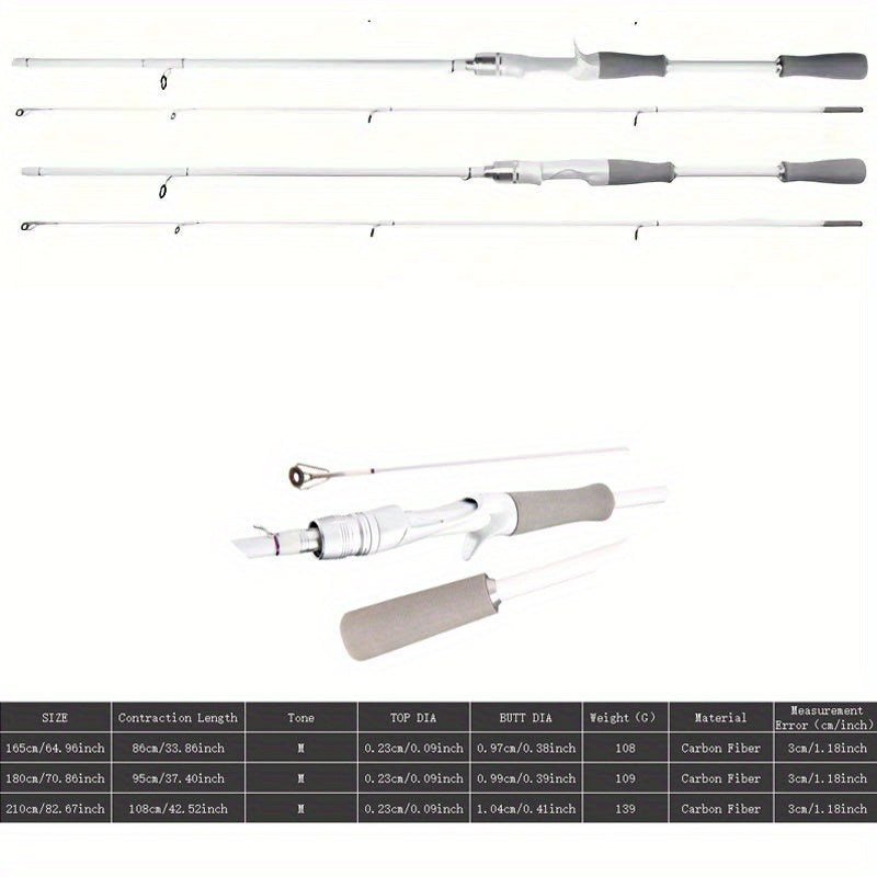 Carbon Fiber Fishing Rod Casting & Spinning – Sensitive Tip Fast Action EVA Grip, 165/180/210cm, Lightweight Outdoor Freshwater Saltwater Fishing Pole