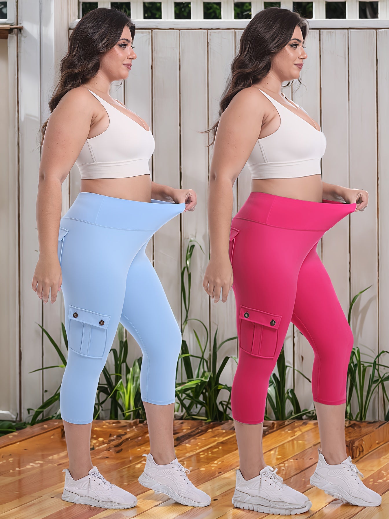 2pcs Capri Leggings Set Women High Waist Butt Lifting Yoga Workout Pants Tummy Control 4-Way Stretch Activewear S-XXL