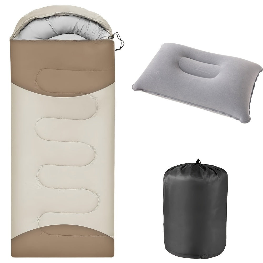 Camping Sleeping Bag with Pillow and Compression Sack Lightweight 3 Season Sleeping Bag Set for Adults Hiking Backpacking Outdoor Travel Emergency 5 Colors