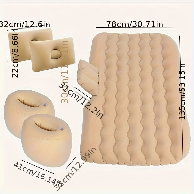 Inflatable Car Mattress Portable Backseat Sleeping Bed PVC Travel Cushion for SUV Truck Camping Picnic Road Trip Outdoor Rest Blue Black Beige Gray