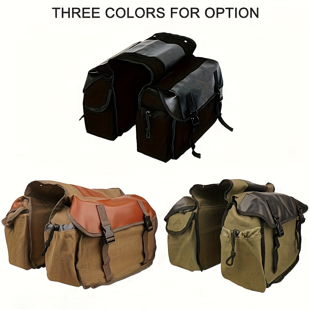 Bicycle Rear Seat Saddle Bag – Durable Double Pannier Bag for Mountain Bike & Road Bike, Back Frame Rack Bag for Cycling, Available in Black, Army Green & Khaki