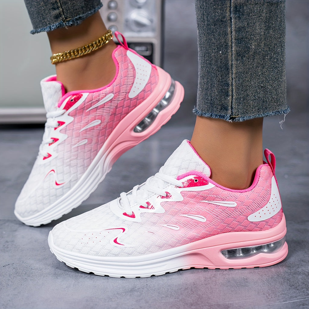 Women's Air Cushion Running Shoes Lightweight Breathable Sneakers – Non-Slip Mesh Tennis Shoes for Women Gym Workout Walking, Arch Support, Sizes 35-43, Pink Purple Black