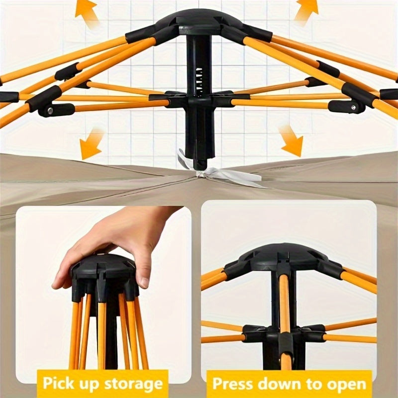 Pop Up Camping Tent 4 Person Automatic Instant Setup UV Protection Insect Net Sunshade Waterproof Family Tent for Beach Park Outdoor Camping Hiking Adventures