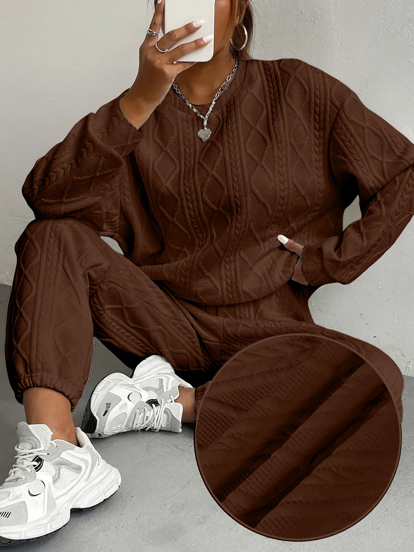 Women's Casual Pullover Two-Piece Set Long Sleeve Top & Jogging Pants – Spring Fall Loungewear S-XXL