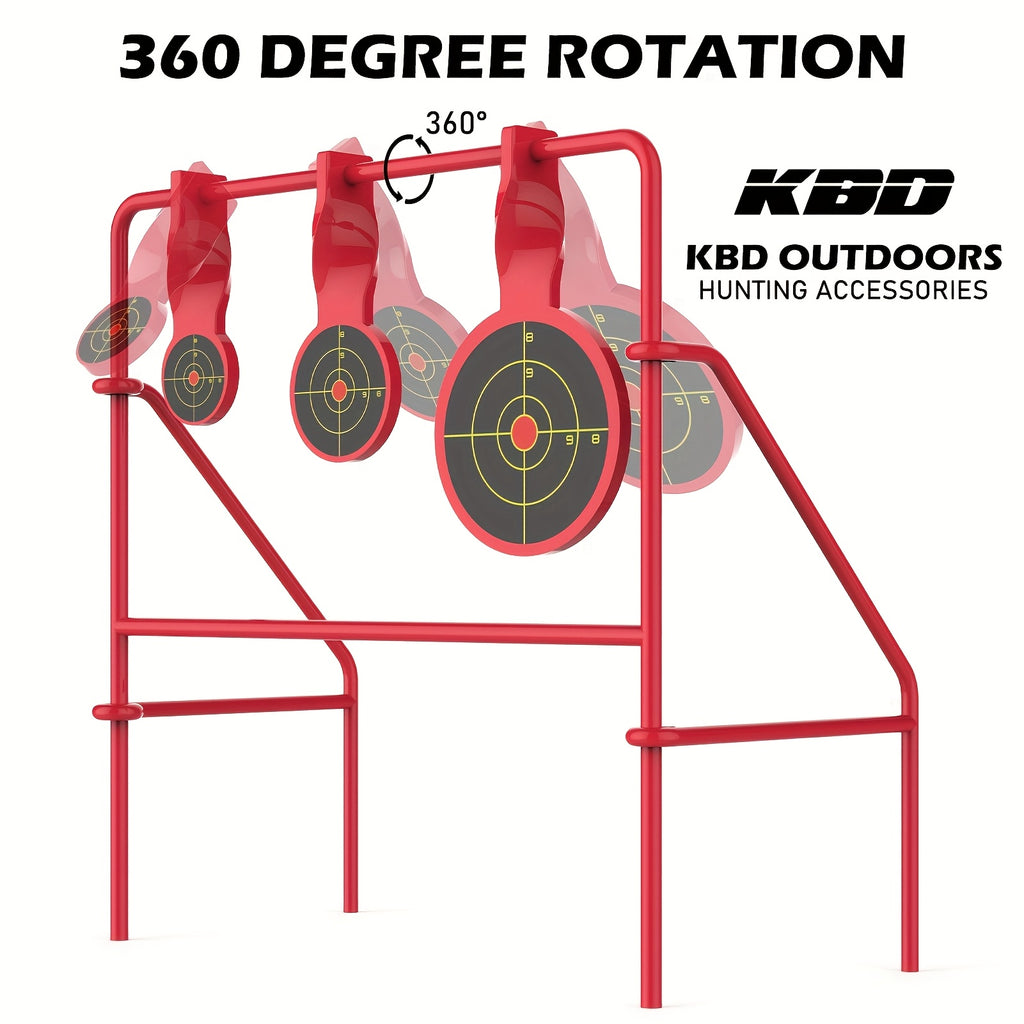 Rimfire Spinner Shooting Target with Stand Triple Spinner Foldable Steel .22LR Outdoor Shooting Practice with 15-Pack Bullseye Paper Targets